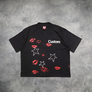 Camiseta recortada de gran tamaño con productos vintage al por mayor, ropa cuadrada con hombros caídos y logotipo personalizado, camisetas de talla grande para mujer al por mayor - Product Image 3