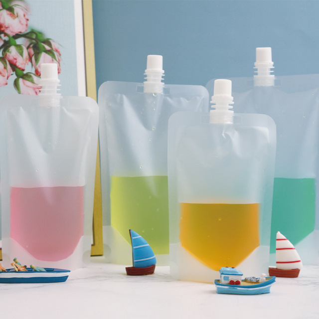 Liquid Packages Refillable clear Transparent Juice Squeeze Packaging Stand up Spout Pouches