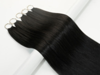 Extensions de cheveux humains vietnamiens Remy de haute qualité, tissées à la main, trame simple, cuticules alignées, 60 cm, style vague invisible avec bordure en plumes, vente en gros