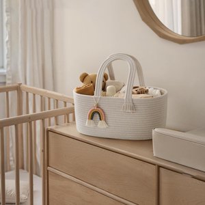 Cesta de Almacenamiento para Ropa de Bebé con Asa, Organizador de Pañales, Organizador de Pañales de Cuerda de Algodón Hecho a Mano - Product Image 6