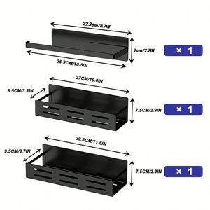 3 Tier Step Layers Spice Rack Metal Set Wall Mounted Spice Racks for Kitchen Seasoning <b>Storage</b> Wall Mounted Display Rack - Product Image 1