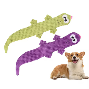 Wholesale Eco-Friendly Handmade Durable Pet Chew Toys Interactive Plush <b>Squeaky</b> Corn Kernel Corduroy Lizards for Pets - Product Image 1