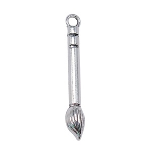 Abalorio de pincel puntiagudo de aleación de zinc plateado antiguo, accesorio artesanal para regalos de profesores de arte - Product Image 3