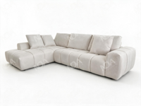 Canapé d'angle moderne de luxe avec design cannelé, canapé en tissu en forme de L pour salon de villa ou appartement