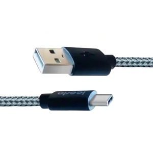 2M nylon bện 3A <span class=keywords><strong>USB</strong></span> Type-C Cáp sạc nhanh cho <span class=keywords><strong>IOS</strong></span> & Android điện thoại di động máy ảnh máy tính nhôm lá chắn - Product Image 1
