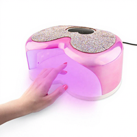 Lampe à Ongles LED UV en Forme de Coeur 96W avec Strass, Séchoir à Gel, Manucure, Professionnel, Nail Art