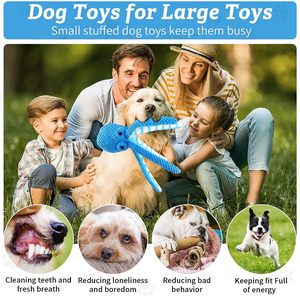 Büyük köpekler için Hotsale dayanıklı mavi ahtapot dolması Chew oyuncak interaktif peluş sesli evcil hayvan oyuncağı - Product Image 3
