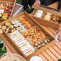 Boîte d'Emballage en Papier Kraft Jetable pour Aliments et Fruits, avec Logo Imprimé Personnalisé, Idéale pour Pique-niques et Camping en Plein Air – Vente en Gros