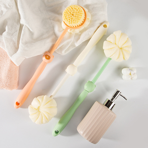 <span class=keywords><strong>2</strong></span>-trong-1 Nylon lông mềm và xơ mướp vòi hoa sen Scrubber Bàn chải dài xử lý sâu làm sạch cơ thể hai mặt tẩy tế bào chết trở lại tắm bàn chải - Product Image 6