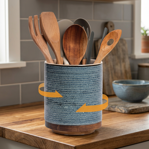 Pot de conservation alimentaire chauffable en céramique cylindrique avec couvercle en bois, qualité alimentaire, pour le camping, appareil de cuisine - Product Image 2