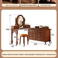 Commode multifonctionnelle en bois massif de style vintage, table de maquillage rétro pour chambre à coucher, coiffeuse, table de chevet