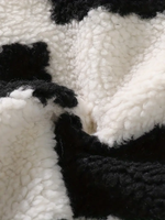 Veste polaire à carreaux confortable pour homme - Manteau d'hiver chaud avec doublure polaire épaisse, design à carreaux noir et blanc