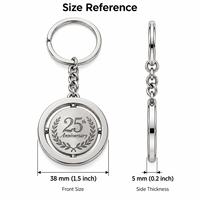 Porte-clés rotatif en métal personnalisé avec logo gravé pour anniversaire d'entreprise, cadeau promotionnel, cadeau à offrir