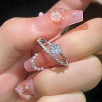 Bague de mariage ajustable en platine plaquée avec zircon rond étincelant, double couche, style alliance