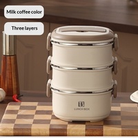 Boîte à lunch isotherme à double étage en acier inoxydable 316 avec compartiments, compatible micro-ondes, capacité 1-3L, design moderne et simple