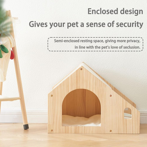 ODM OEM Small Pet Kennel Holzhaus für Katzen und Hunde mit Pet Bowl Anpassbares Ess-und Lebend nest - Product Image 5