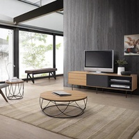 Dia 80 table basse ronde en verre noir avec base en fer