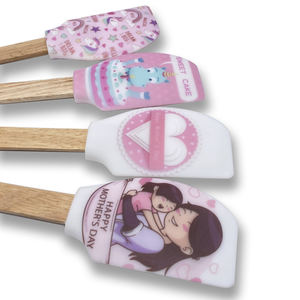 Lot de 3 spatules de cuisine en silicone écologiques antiadhésives, nouveau design tendance, avec logo personnalisé, style <span class=keywords><strong>chinois</strong></span> imprimé, outils de pâtisserie - Product Image 2