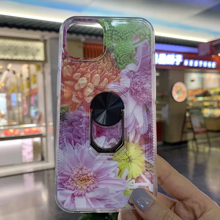 New Arrivals Pattern TPU Clear PC With 360 Finger Loop Phone Case For VIVO Y20 Y20i Y11S Y12S U1X