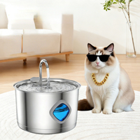 Fontaine à eau pour animaux de compagnie populaire de 2,8 L entièrement en acier inoxydable, fontaine à eau ronde en forme de piste de course, fonction de boisson automatique pour chat et chien