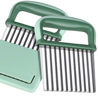 2 stuks handmatige plastic crinkle cutter mes roestvrijstalen golfmes groentesnijder aardappel frites snijder voor keukenbereiding