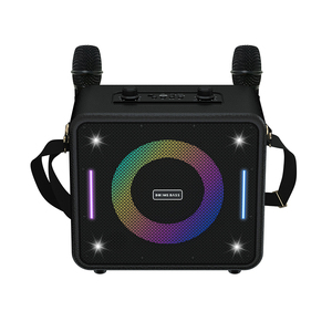 Boomsbass 20W Bằng Gỗ Bluetooth Loa Loa Siêu Trầm <span class=keywords><strong>2</strong></span> UHF Micro Xách Tay Loa Karaoke Hệ Thống Với Dây Đeo Cho Rạp Hát Tại Nhà - Product Image 1