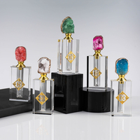 Flacon de parfum en cristal de luxe pour cadeau d'anniversaire de mariage, vide, avec pierre d'agate naturelle