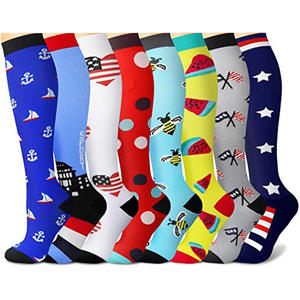 घुटने के उच्च कस्टम संपीड़न मोजे 25 mhg उच्च गुणवत्ता वाले नायलॉन कस्टम नवीनता लोगो आरामदायक संपीड़न मोजे - Product Image 3