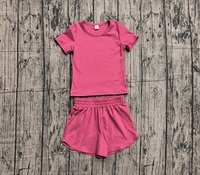 Précommande GSSO3769MZ – Ensemble de yoga pour bébés et jeunes enfants, chemise à manches courtes et short, vêtements violets pour filles, vente en gros
