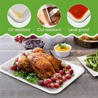 Lot de 50 plateaux jetables pour aliments de 14 pouces, plateaux en papier compostables, grands plateaux jetables pour Thanksgiving, pour servir les aliments