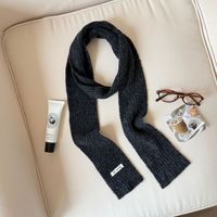 Écharpe longue et étroite légère en mélange de laine, style minimaliste coréen, pour femme, unie, fine, pour le cou, hiver, décorative, adulte, extérieur