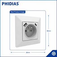 Prise murale USB Type C PHIDIAS U8 20W PD, norme UE Afrique de l'Ouest, 16A/3A, 2 ports, panneau en laiton ignifuge, 250V
