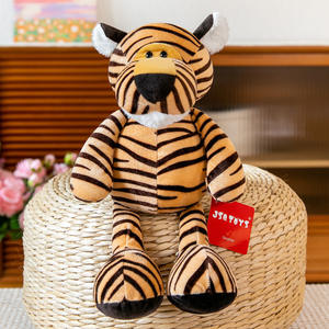 Ensemble de jouets en peluche d'animaux de la jungle doux Lion Éléphant Tigre Girafe Peluches réalistes en coton PP pour l'anniversaire des enfants - Product Image 1
