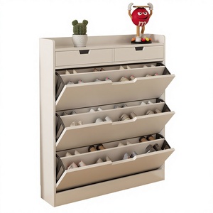 Mobiletto Portascarpe Ultra-Sottile in Legno - Soluzione Salvaspazio per Ingresso e Corridoio - Product Image 1