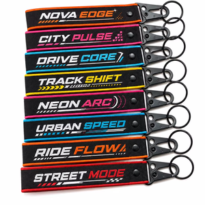 Porte-clés en tissu tissé personnalisé avec logo brodé ou imprimé et mousqueton – Approvisionnement mondial - Product Image 1
