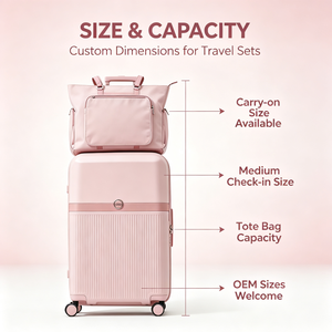 Ensemble de bagages PC personnalisés avec sac fourre-tout, valise rigide, serrure TSA, chariot en aluminium, roulettes silencieuses, ensemble de voyage 2 pièces - Product Image 2
