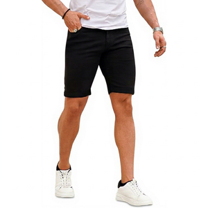 Men's <b>Black</b> Denim <b>Shorts</b> Mid Waist Straight Leg Casual Summer Cotton Breathable Woven Style - Product Image 1