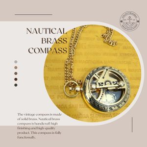 เข็มทิศนาฬิกาแดดทองเหลือง ALFA NAUTICAL พร้อมสายคล้อง ปุ่มกด ใช้สำหรับเดินป่า ท่องเที่ยวกลางแจ้ง หน้าจอแสดงผลแบบอนาล็อก ขนาด 2 นิ้ว พกพาสะดวก - Product Image 5