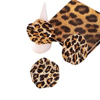 Ensemble de boucles d'oreilles et de bagues tendance pour femmes, style rétro géométrique, imprimé léopard, cercle et disque, design tendance