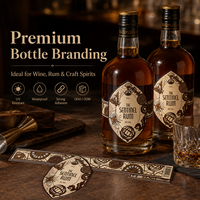 Etiquetas de Vino Personalizadas, Etiquetas de Vinilo Impermeables para Botellas, Logotipo Personalizado para Ron, Whisky, Licores, Resistentes a los Rayos UV, Troqueladas, Cualquier Tamaño