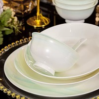 Service de table de luxe haut de gamme en porcelaine fine, glaçure céladon unique, bord doré, cadeau de mariage, vaisselle pour la maison et usage quotidien familial
