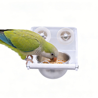 Mangeoire suspendue pour perroquets en acrylique transparent écologique et portable avec poteau givré pour perroquets et oiseaux de compagnie