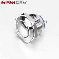 ONPOW 16mm dengan lampu led saklar tombol tekan logam 12v sesaat saklar tombol tekan