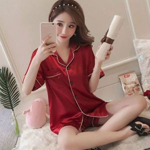 K2082 <b>Women</b> Sexy Lingerie <b>Pajamas</b> Set 2Pcs Breathable <b>Summer</b> Autumn Spring Elegant Short Sleeve Top Shorts Night Suit Underwear - Product Image 6