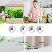 Système de jardinage hydroponique intelligent en bambou durable avec lumière LED de croissance et 8 modules pour bureau, chambre, salon, salle à manger