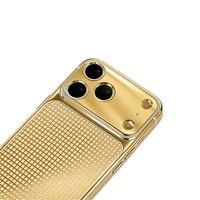 Coque de luxe personnalisable avec dos en zircon, incrustation artisanale, cadre plaqué or et boîtier plaqué sous vide pour iPhone 17 Pro Max
