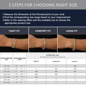 Pulsera de Tenis Brillante para Mujer Hombre Regalos de Boda 3mm 4mm Circonita Cúbica Chapada en Oro Blanco/Oro Amarillo de 14K Pulsera CZ Iced Out - Product Image 6