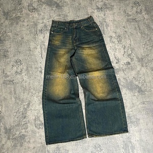 Fabricant de jeans, logo personnalisé, jeans en denim taille haute, jeans vintage lavés, jeans super baggy épais pour hommes - Product Image 1