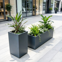 Grands pots de fleurs d'extérieur, pots de fleurs en acier inoxydable pour la maison et le jardin, pots de fleurs d'extérieur personnalisés en gros 60l115l