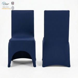Funda de Silla Elástica Resistente a las Manchas, Color Azul Marino, con Frente Arqueado, para Hotel - Product Image 1